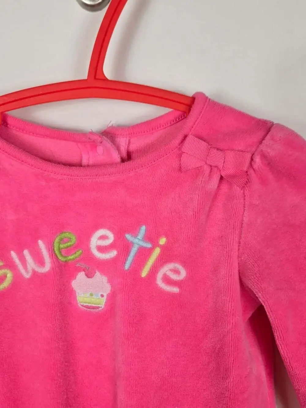 Gymboree Cupcake Cutie 2013 Baby Girl Pink Velour Romper 3-6M Vintage